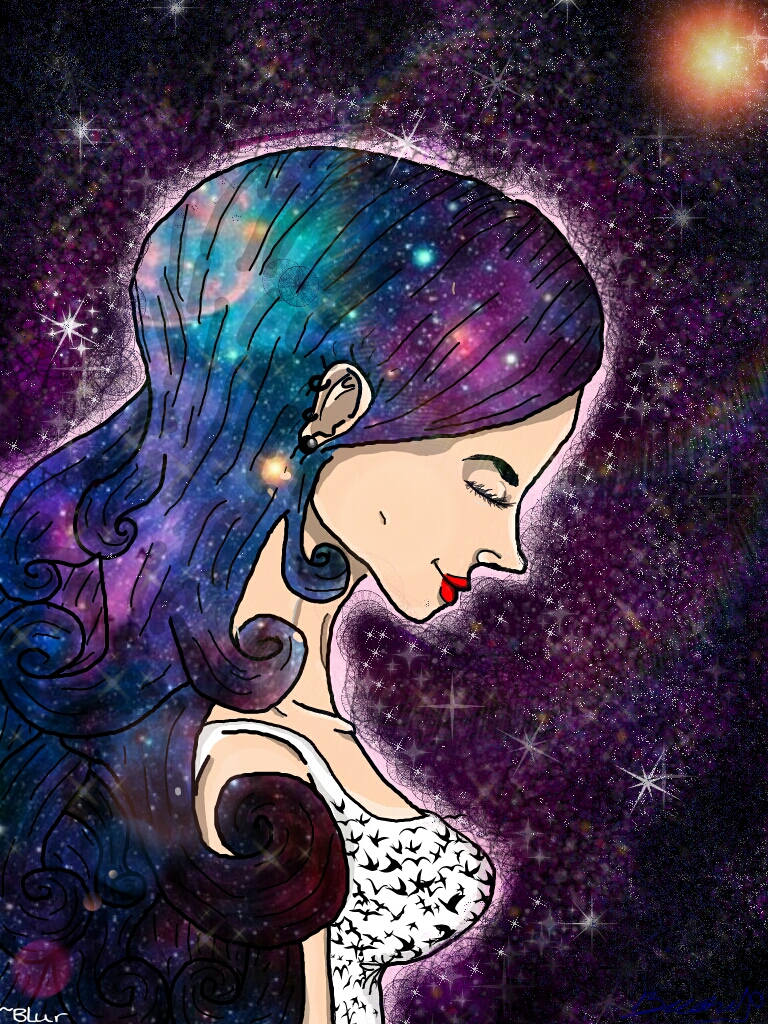 This visual is about colorful beautiful my my my #My Galaxy Girl Drawing ★☆...
